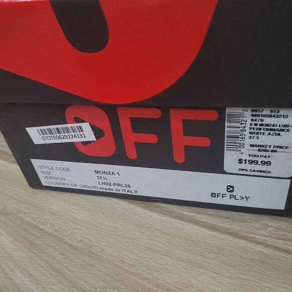 Off Play Monza 1 Performance Sneakers in White Azul Women's Size 37.5 Leather - Picture 6 of 7